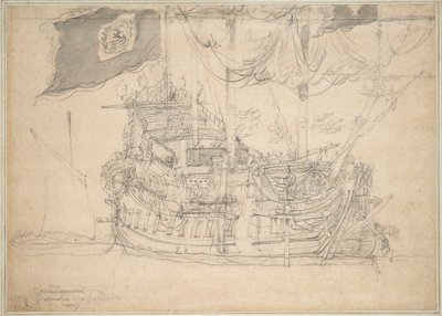 ゼーランディア号」の肖像 1659年頃（黒鉛、灰色水彩） 作： Willem van de the Elder Velde