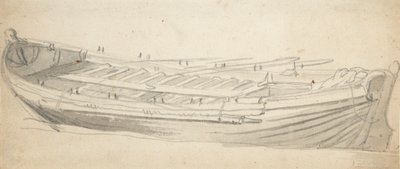 船のはしけの習作、1665年頃（黒鉛、灰色水彩） 作： Willem van de the Elder Velde