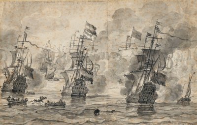1653年7月31日、シェベニンゲンの戦い：戦いの最後の峠 作： Willem van de the Elder Velde