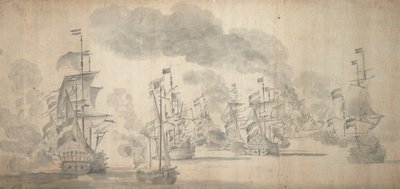 ソレベイの戦い、1672年5月28日～6月7日（黒鉛画） 作： Willem van de the Elder Velde