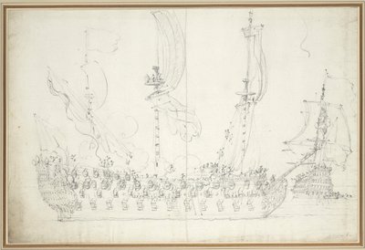 微風の前の「公爵夫人」、1681年頃（黒鉛画） 作： Willem van de the Elder Velde