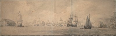 1665年8月25日～9月4日、ボック・オプ・ラー（ビャエルケロ）に向けて航行するオランダのインディア船 作： Willem van de the Elder Velde
