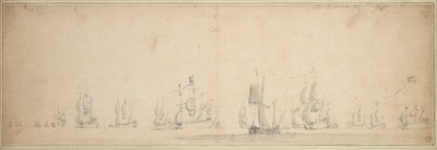 ローストフト海戦前のオランダ艦隊（1665年5月～6月 作： Willem van de the Elder Velde