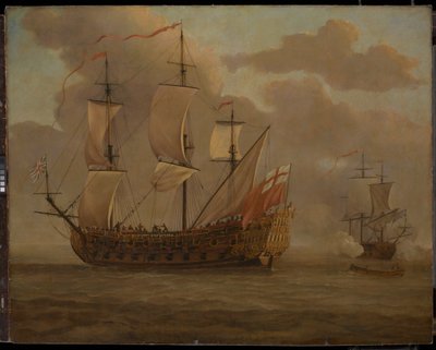 微風の前の「ウリッジ号」、1677年頃、油彩・パネル 作： Willem van de the Elder Velde
