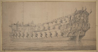 ヨーク"、1674年頃（黒鉛、灰色水彩） 作： Willem van de the Elder Velde