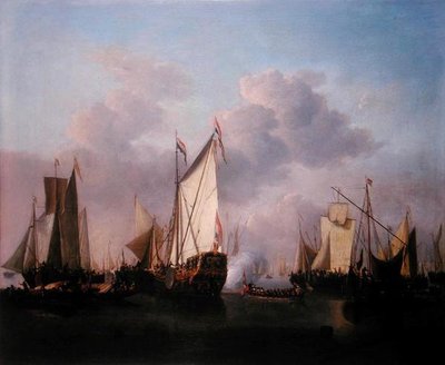 非常に軽い空気の中での合衆国のヨットとその他の船、1655年頃（油彩・キャンバス） 作： Willem van de Velde the Younger