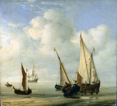 穏やかな海。 c.1650（パネルに置かれたキャンバスに油彩） 作： Willem van de Velde the Younger