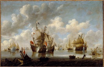 17世紀の北海での戦闘 Willem van de Velde le Jeune (1633-1707)の絵 作： Willem van de Velde the Younger