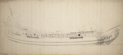 サウダド家の肖像》1676年頃（黒鉛、灰色水彩） 作： Willem van de Velde the Younger