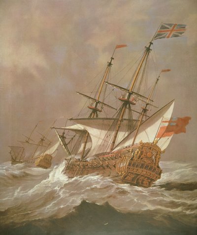 疾風の中のイギリス船レゾリューション』1680年頃（油彩・キャンバス 作： Willem van de Velde the Younger