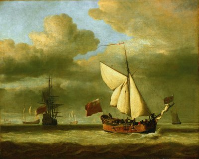 1651年、イギリスのウスターでオリヴィエ・クロムウェル（1599-1658）に敗れたイギリス王チャールズ2世（1630-1685）が、フランスに逃れるために乗ったヨット「ロイヤル・エスケープ号」（旧名「サプライズ号」）。 作： Willem van de Velde the Younger