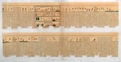 エジプト・テーベの墓から出土した象形文字入りの手稿の図版（1822年 作： Willemin