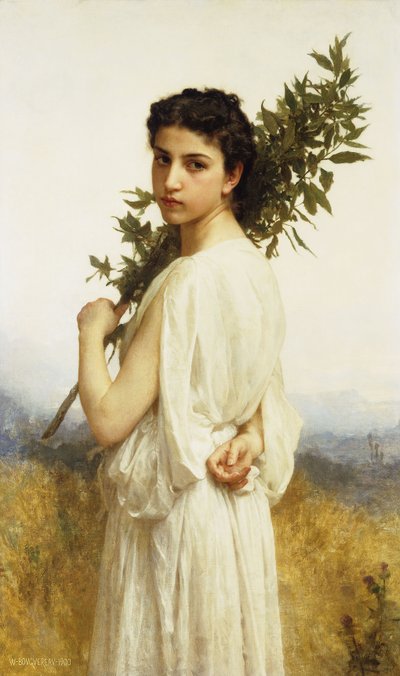 月桂樹の枝を持っているニンフ、1900 作： William Adolphe Bouguereau