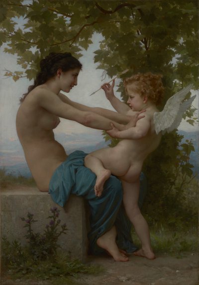 エロスから身を守る少女、1880年頃（帆布に油彩） 作： William Adolphe Bouguereau