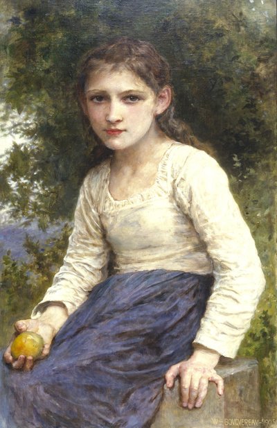 リンゴを持つ少女、1905 作： William Adolphe Bouguereau