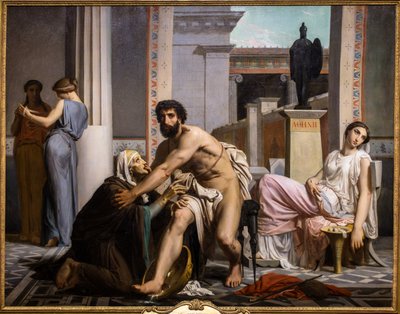 トロイから帰還したオデュッセウス、看護婦に認められる 作： William Adolphe Bouguereau
