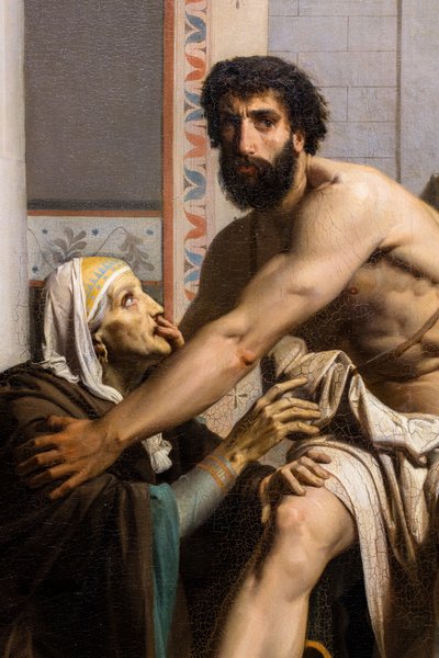 トロイから帰還したオデュッセウス、看護婦に認められる 作： William Adolphe Bouguereau