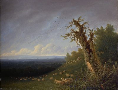 丘の中腹にいる羊飼いの少年（パネルに油彩） 作： Joseph Mallord William Turner