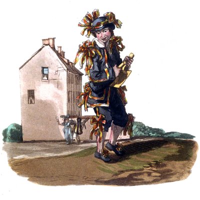 メーデーのドレスを着た煙突掃除夫の少年、1820年頃（エングレーヴィング） 作： William (after) Alexander