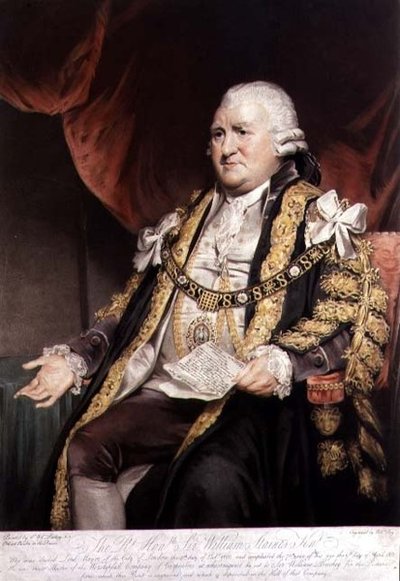 ロンドン市長サー・ウィリアム・ステインズの肖像、1804年にウィリアム・セイ（1768-1834）が彫刻・出版したもの。1804年 ウィリアム・セイ（1768-1834）（彫刻）による 作： William (after) Beechey