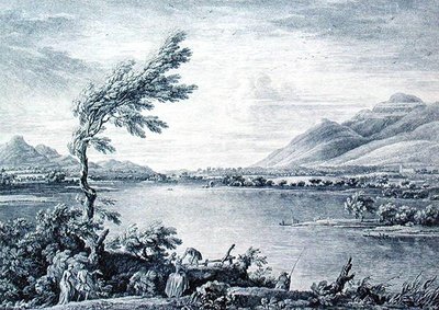 A View of Derwentwater from Vicars Island towards Skiddaw（シャトリンとグリニョンによる彫刻）（英語版 作： William (after) Bellers