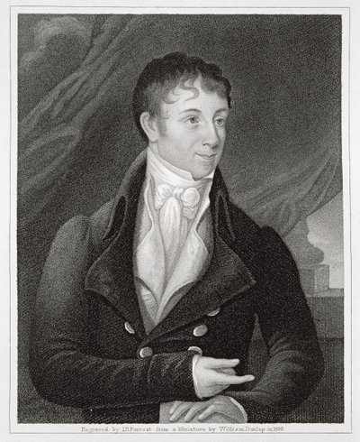 チャールズ・ブロックデン・ブラウン(1771-1810)の肖像、ジョン・B・フォレスト(1814-70)による彫刻(エングレーヴィング) 作： William (after) Dunlap