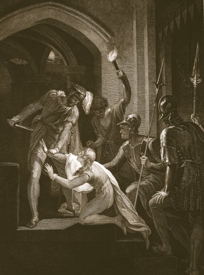 アーサーの死、J. Fittler によって彫刻された、David Hume の「The History of England」の挿絵、パブ。 R.ボウヤー、ロンドン 作： William (after) Hamilton