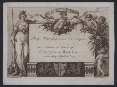ロンドン市長夫人からマンションハウスでの舞踏会への招待状 作： William (after) Hamilton