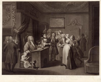 墓場の市民に子供を誓う女（メゾチント 作： William (after) Hogarth