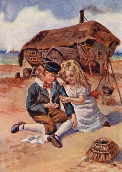 デビッド・コッパーフィールドの少年時代（カラーリトグラフ） 作： William (after) Rainey