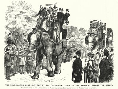 パンチの漫画。The Four-in-Hand Club Cut out by the One-in-Hand Club (on the Saturday Before the Derby) (e.g. engraving) 作： William (after) Ralston