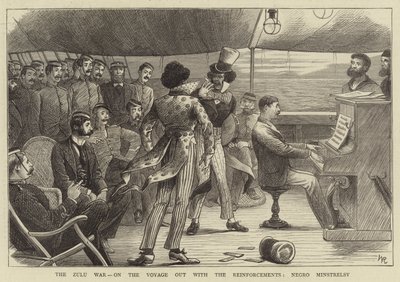 ズールー戦争、援軍と共に出航、黒のミンストレル (彫刻) 作： William (after) Ralston