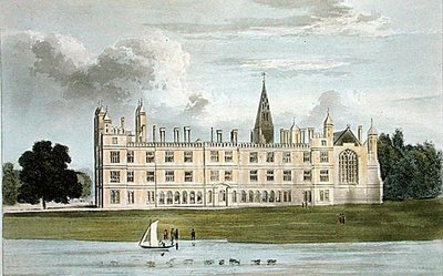 バーグレー・ハウス（1826年頃発行のアッカーマンの「芸術のリポジトリ」より）（カラーリトグラフ 作： William (after) Westall