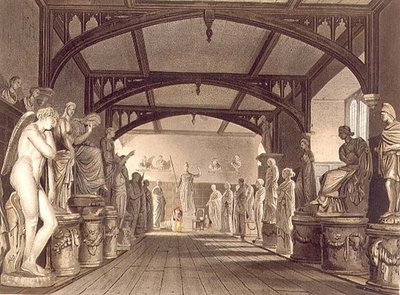 フレデリック・クリスチャン・ルイス（1779-1856）が彫った「オックスフォードの歴史」からの挿絵「スタチュー・ギャラリー」は、R. Ackermannによって出版されました。 作： William (after) Westall
