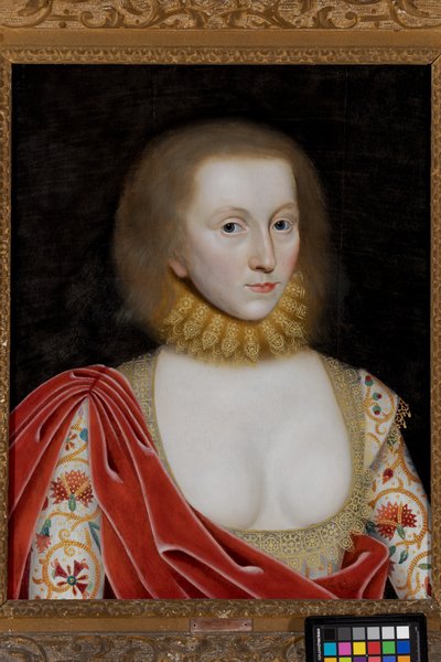 女性の肖像、c.1585-1619（パネルに油彩） 作： William (studio of) Larkin