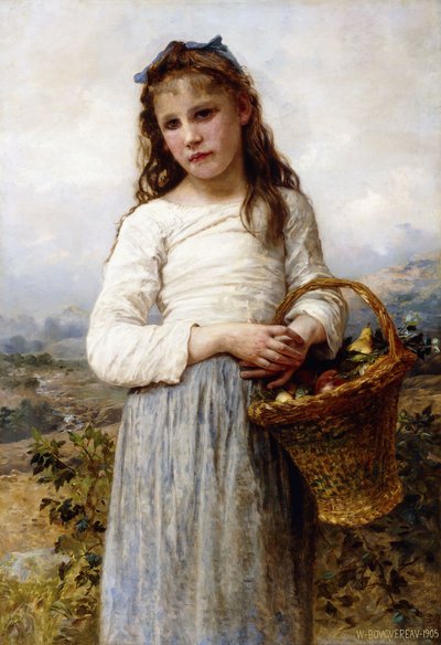 フルーツのバスケットを持つ少女、1905 作： William Adolphe Bouguereau