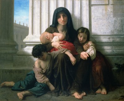 慈善または貧しい家族」、1865 作： William Adolphe Bouguereau