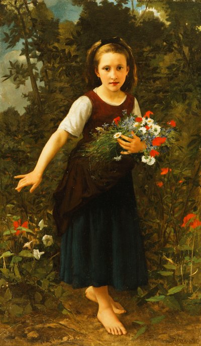 花束を持っている小川の少女、1886 作： William Adolphe Bouguereau