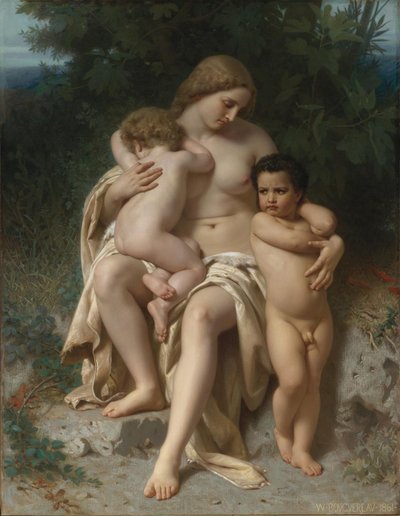 最初の喧嘩カインとアベル、1861 作： William Adolphe Bouguereau
