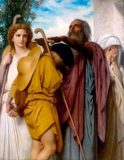 父に別れを告げるトビアス、1860年。 作： William Adolphe Bouguereau