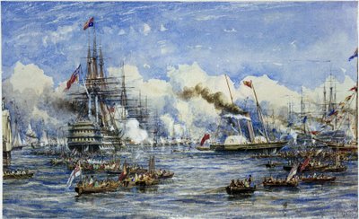 陛下の旗艦ご訪問（8月11日 作： William Adolphus Knell