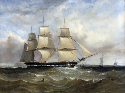 沖合のボート「マウントスチュワート・エルフィンストン」。キャンバスに油彩 作： William Adolphus Knell