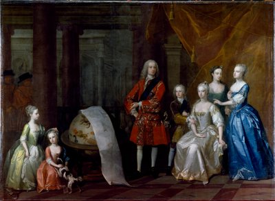 フレデリック・プリンス・オブ・ウェールズと兄のカンバーランド公爵、5人の姉妹の集合写真 作： William Aikman