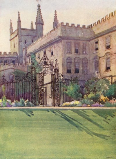 庭からのニューカレッジ（カラーリトグラフ） 作： William Ainsworth Wildman