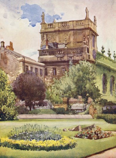 バリオール・フェローの庭から見たトリニティ・カレッジ（カラーリトグラフ） 作： William Ainsworth Wildman