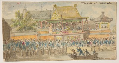 181「ティエンシン劇場」  、1792年から1794年の間にマッカートニー卿の中国皇帝への大使館で作成された風景、海岸線、衣装、日常生活の372枚の絵のアルバムから（紙に鉛筆と水彩） 作： William Alexander