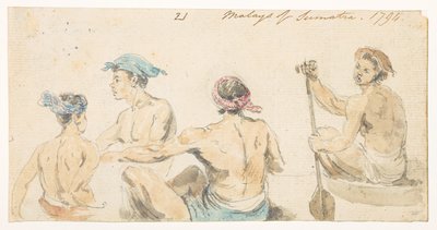 21 21 「スマトラのマレー人。 1794 年。  1792年から1794年にかけてマッカートニー卿の中国皇帝への大使館で作成された風景、海岸線、衣装、日常生活の372枚の絵のアルバムから（紙に鉛筆と水彩） 作： William Alexander