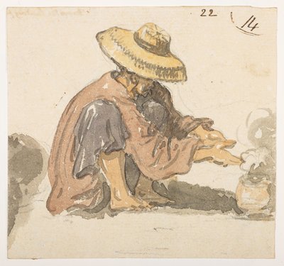 22 男、おそらくトゥロン湾出身。  1792年から1794年にかけてマッカートニー卿の中国皇帝への大使館で作成された風景、海岸線、衣装、日常生活の372枚の絵のアルバムから（紙に鉛筆と水彩） 作： William Alexander