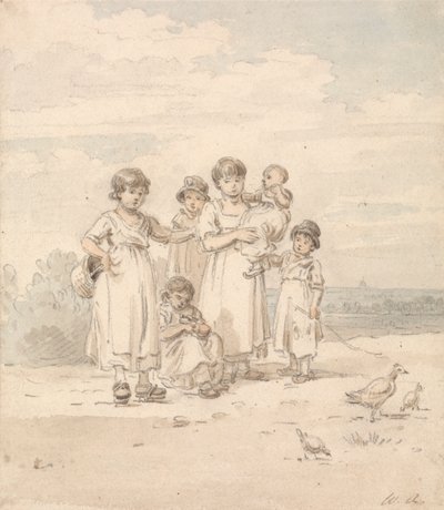 英国の子供たちのグループ: セント ポール大聖堂の遠景 作： William Alexander