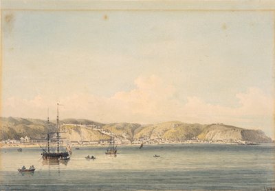 チリ沿岸のバルパライソの町 作： William Alexander